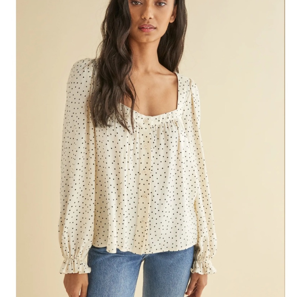 Reformation Bruno Top in Pepper Polka Dot Small